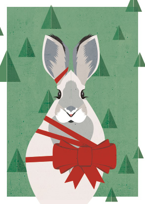 Postkarte - Daria Ivanova - schneehase xmas