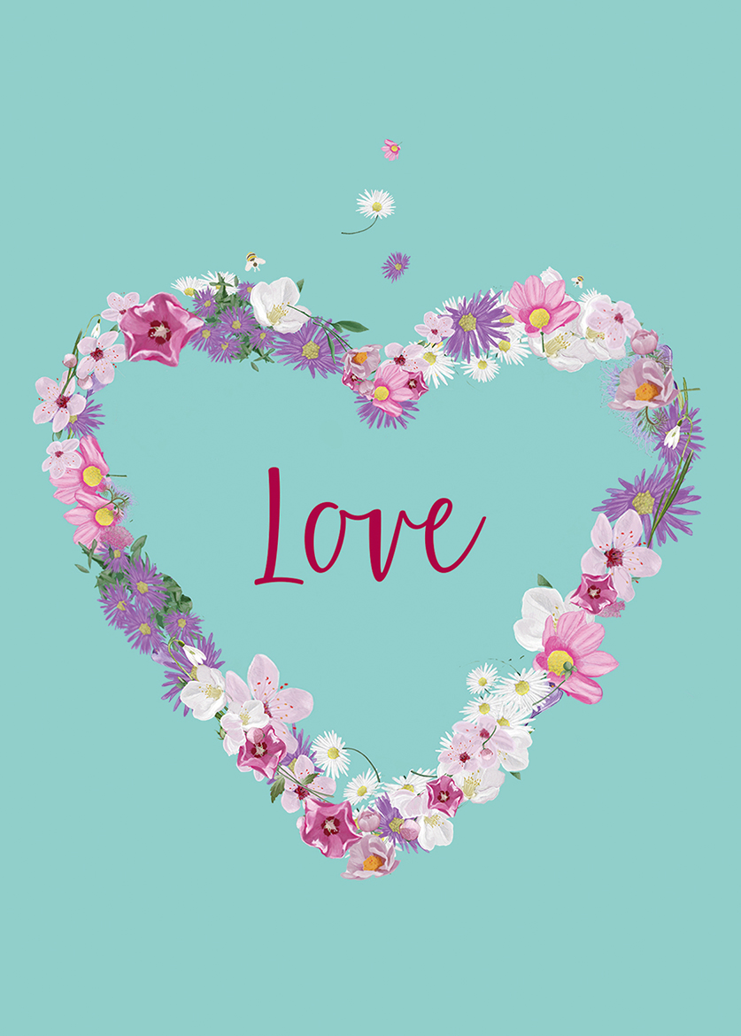 Postkarte - m-illu Save the bees Blumenherz Love