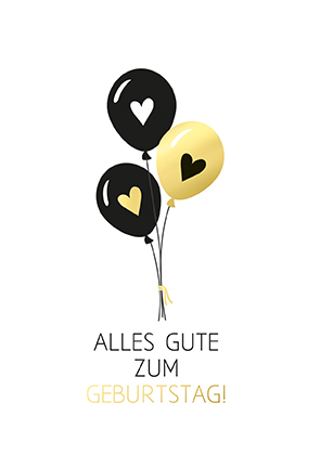Postkarte - La Card - Goldballons, Geburtstag