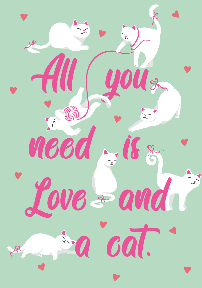 Postkarte - luminous - All you need is a cat