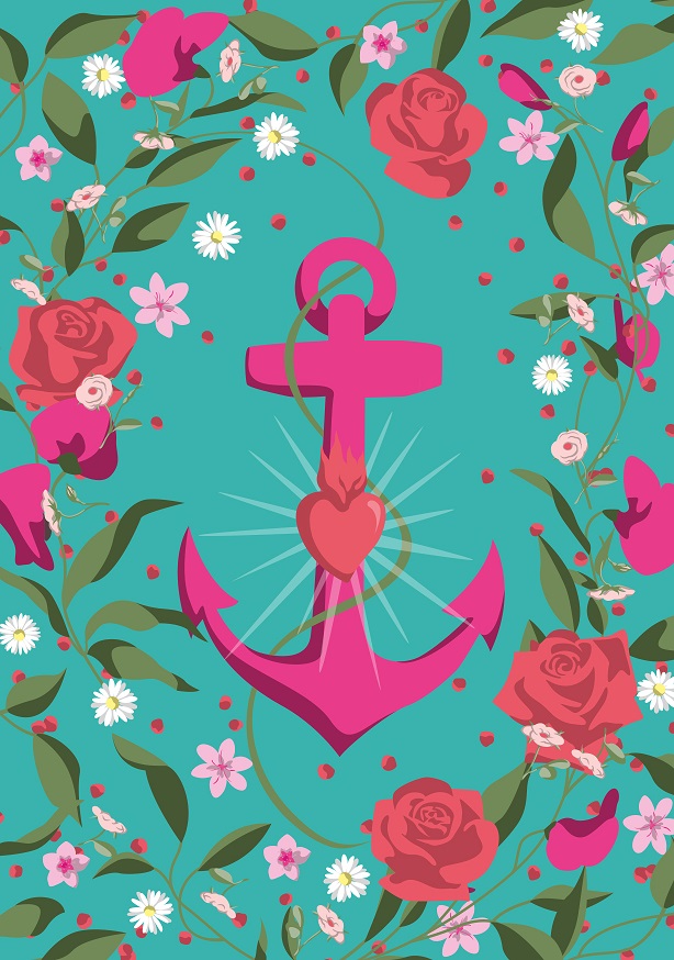 Postkarte - Happiness - Flower Frame Faith