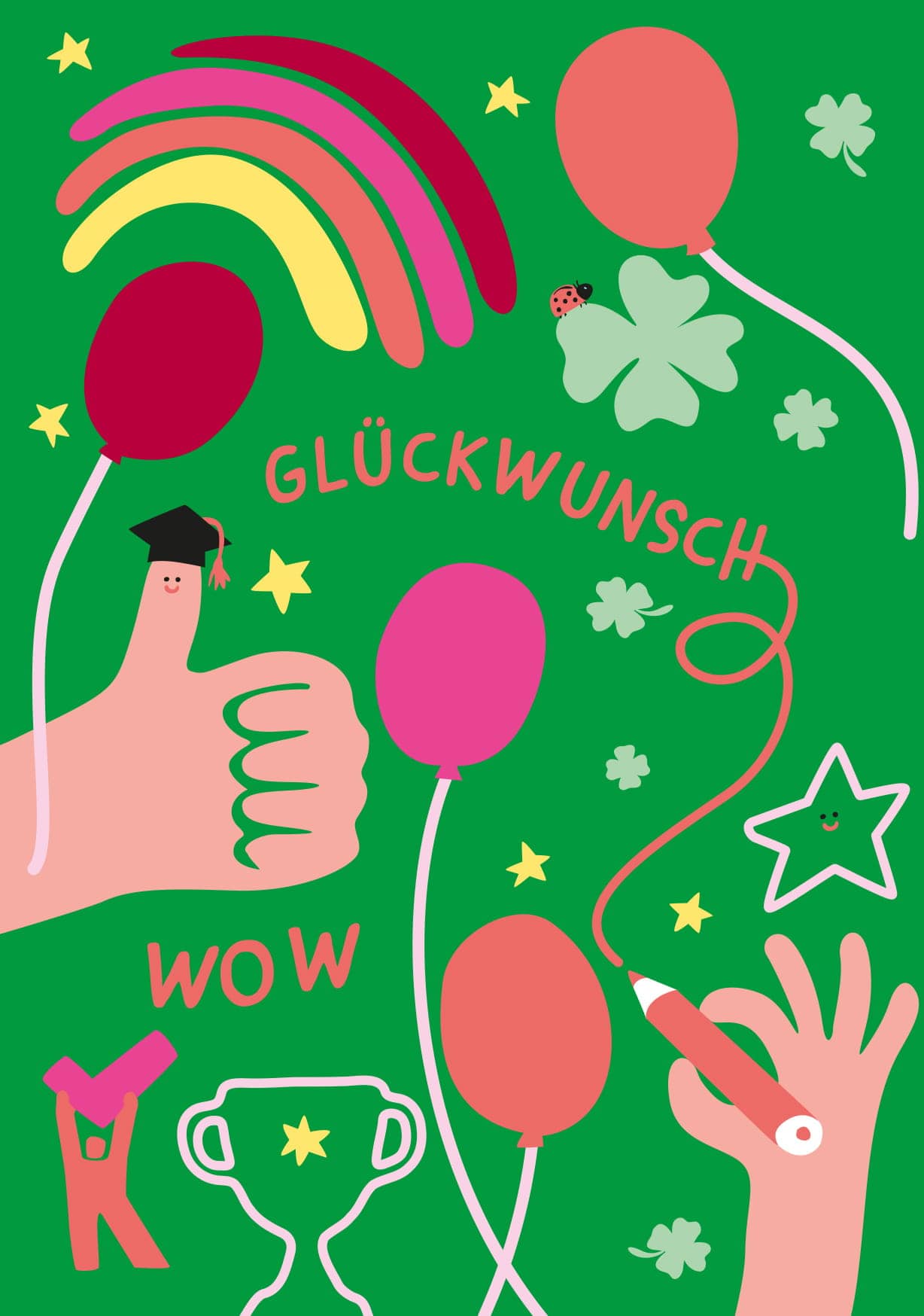 Postkarte - poppins - Glückwunsch wow