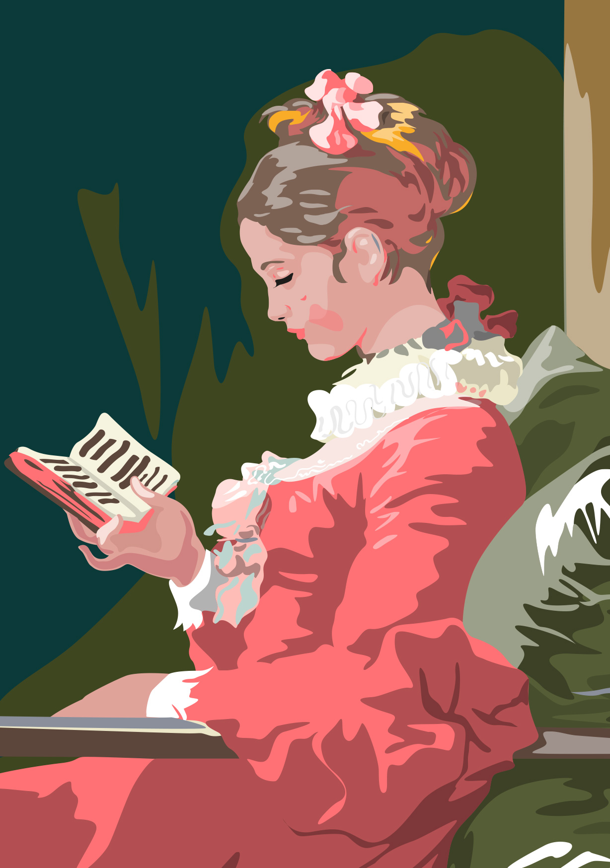 Postkarte - "A Young Girl Reading" Jean-Honoré Fragonard