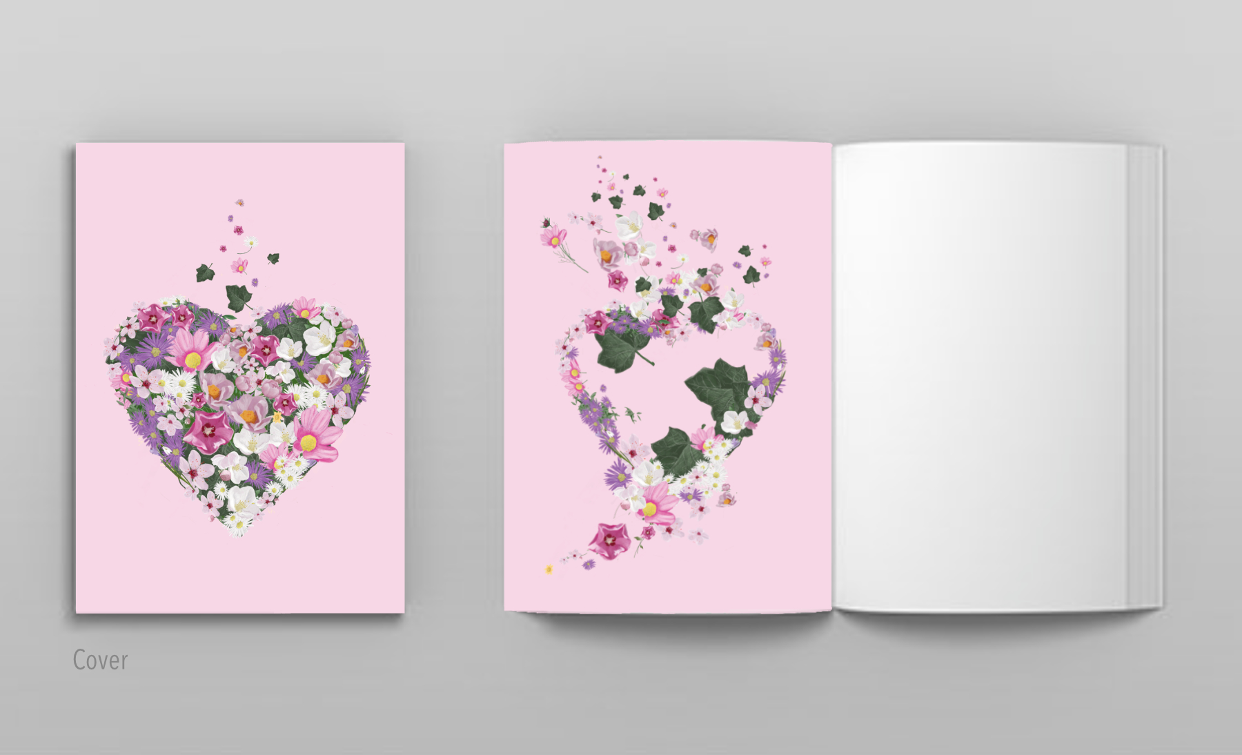 Notizheft A5 - m-illu - Blütenherz rosa Notizheft A5 - m-illu - Blütenherz rosa