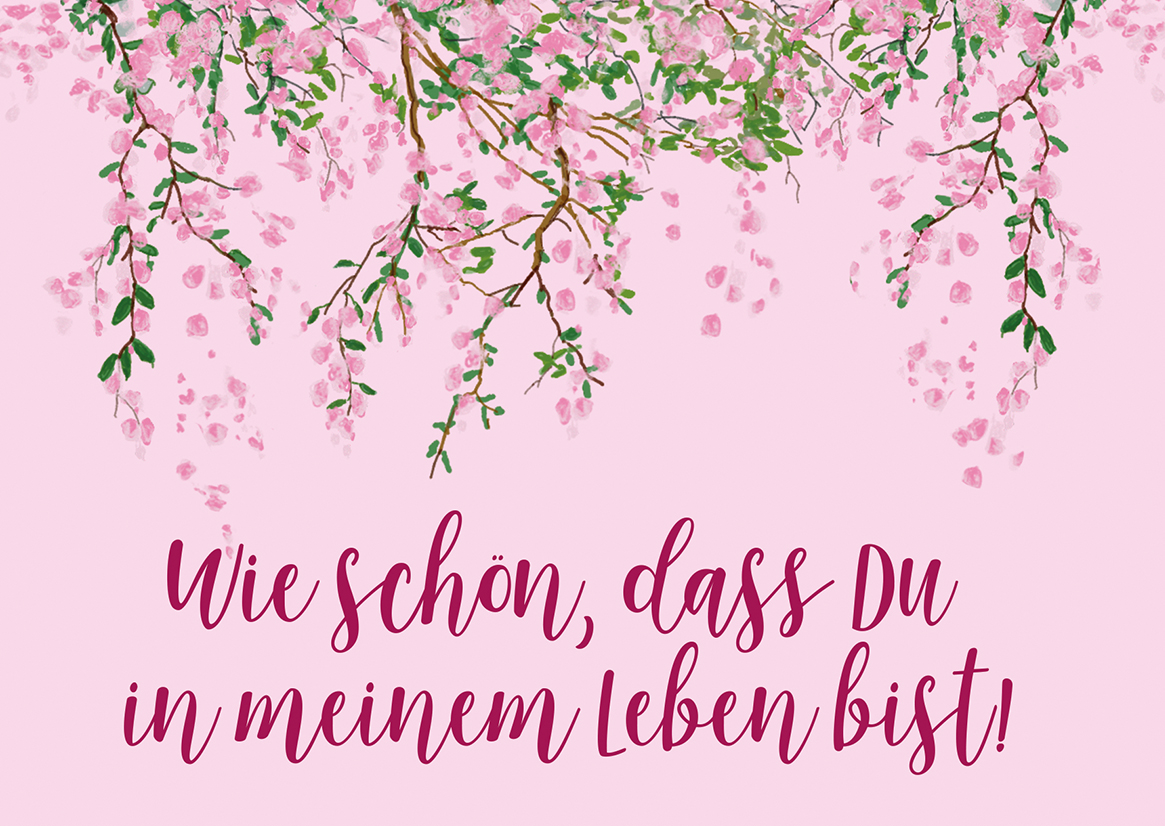 Postkarte - m-illu - Rosa Blüten