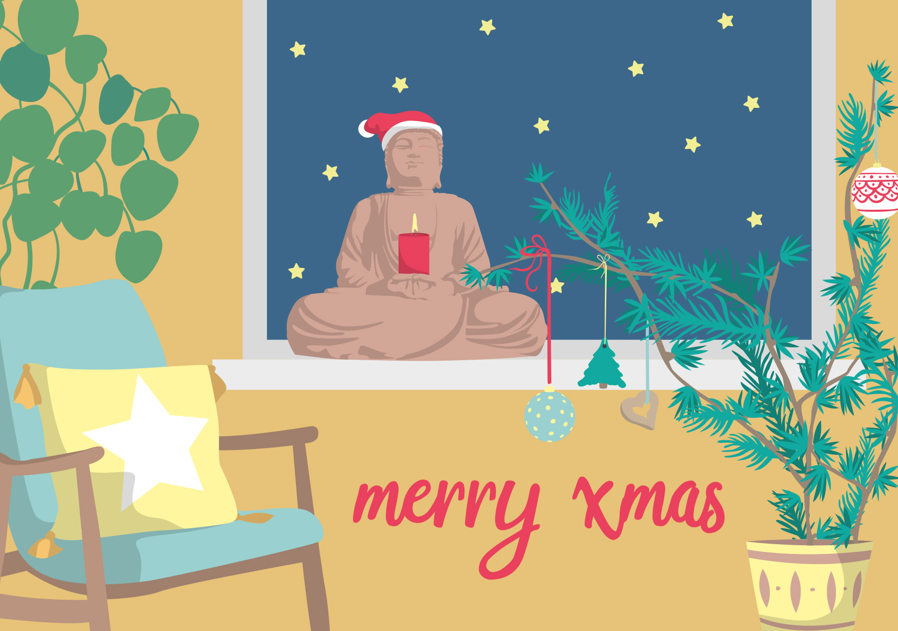 Postkarte - Lucky Cards - Merry Xmas Buddha