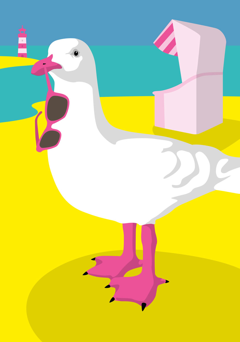 Postkarte - luminous - Möwe am Strand Postkarte - luminous - Möwe am Strand