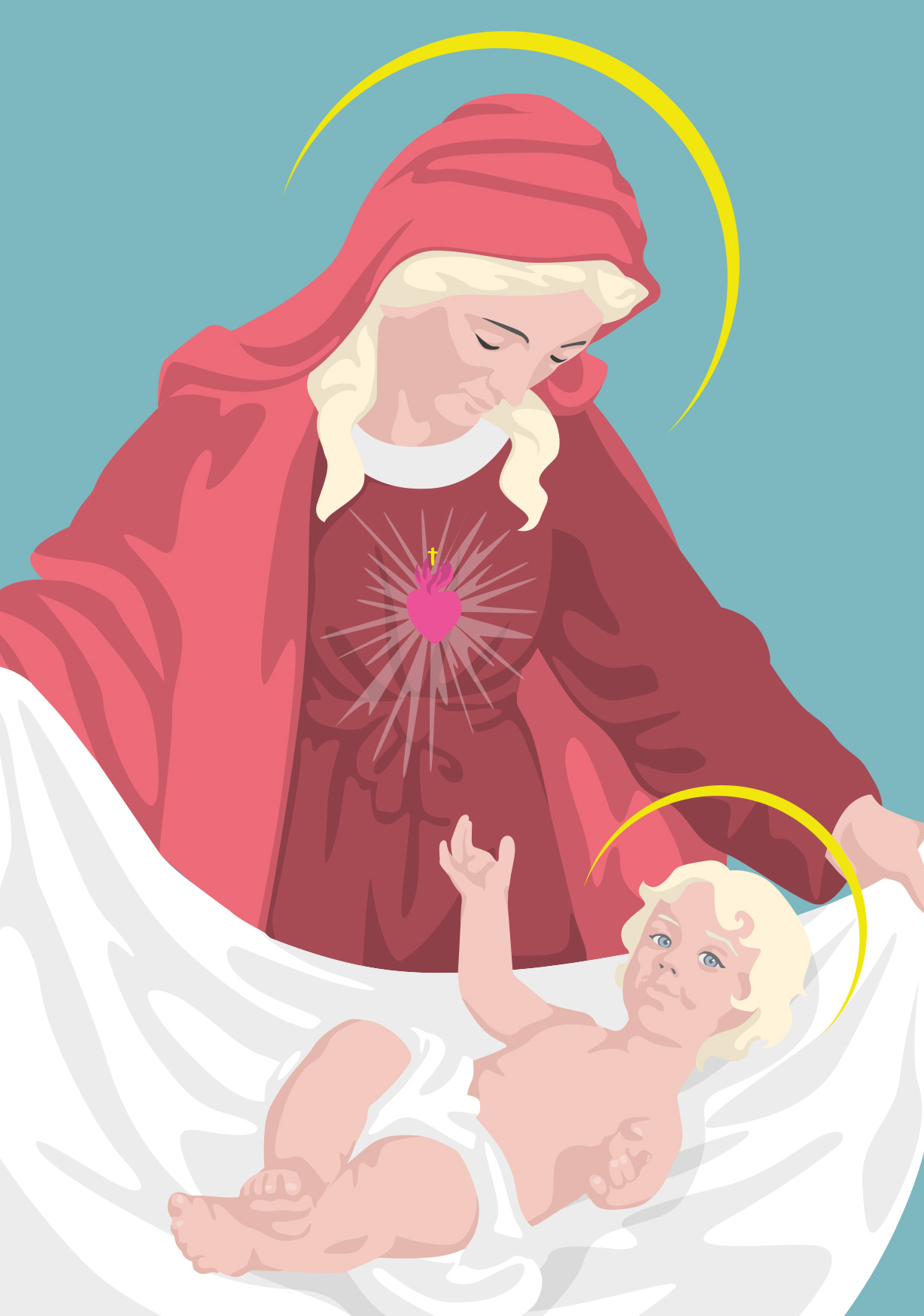 Postkarte - luminous - Maria mit Jesuskind