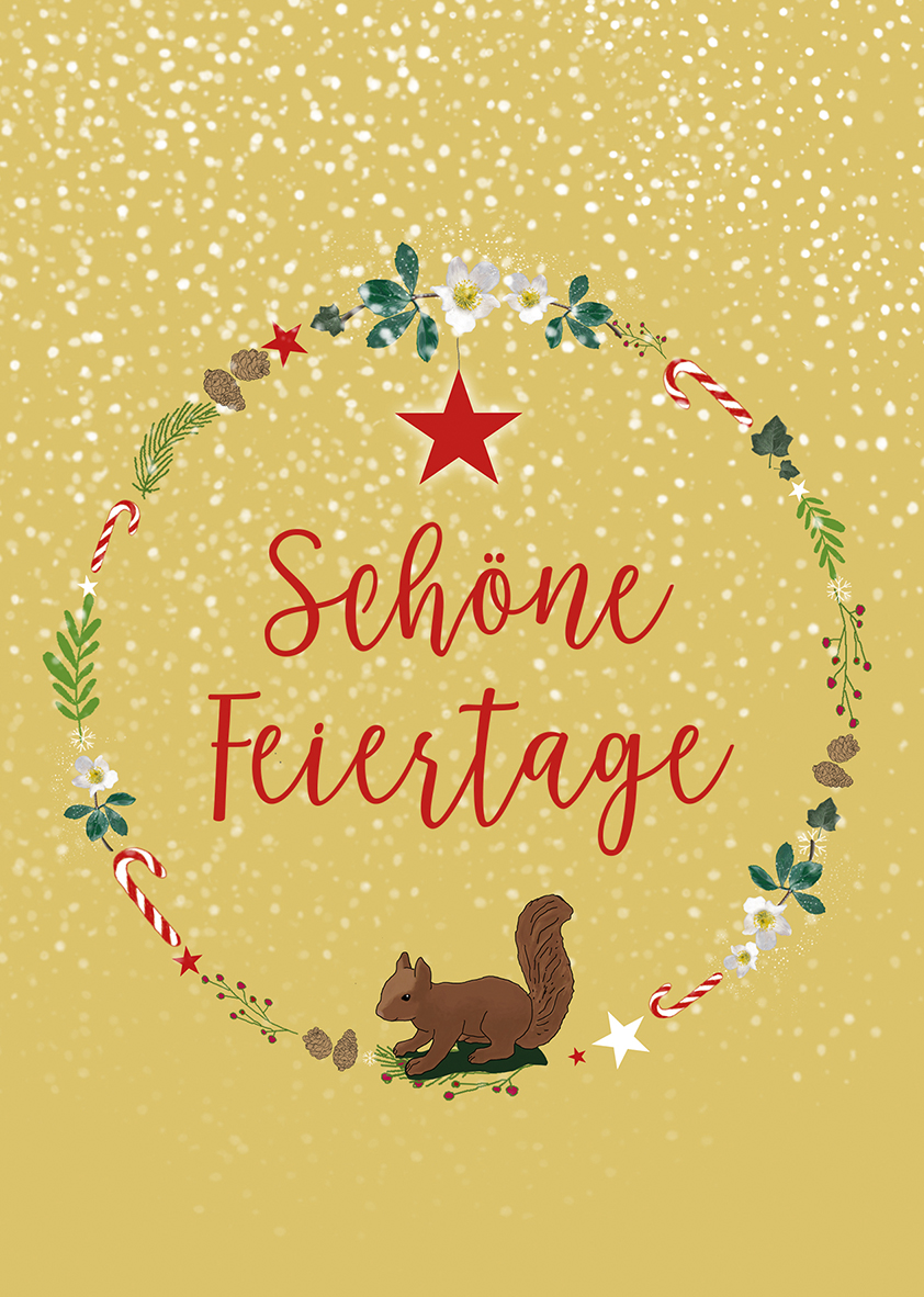 Postkarte - m-illu Kranz - Schöne Feiertage