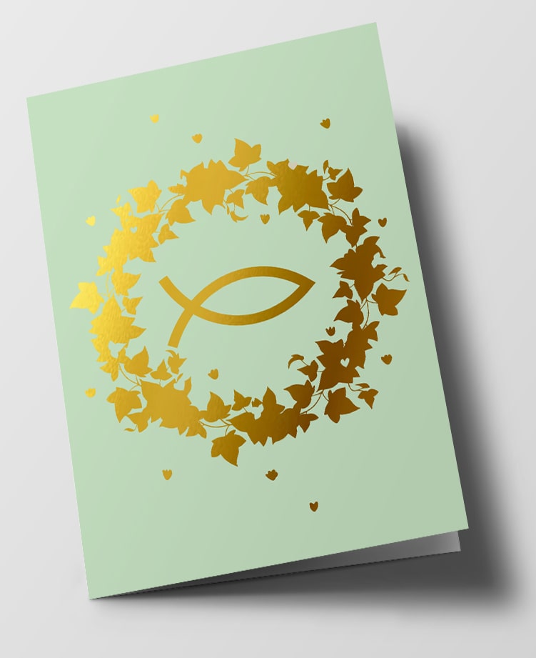 Klappkarte C6 - pure - Fisch im Efeukranz Klappkarte C6 - pure - Fisch im Efeukranz