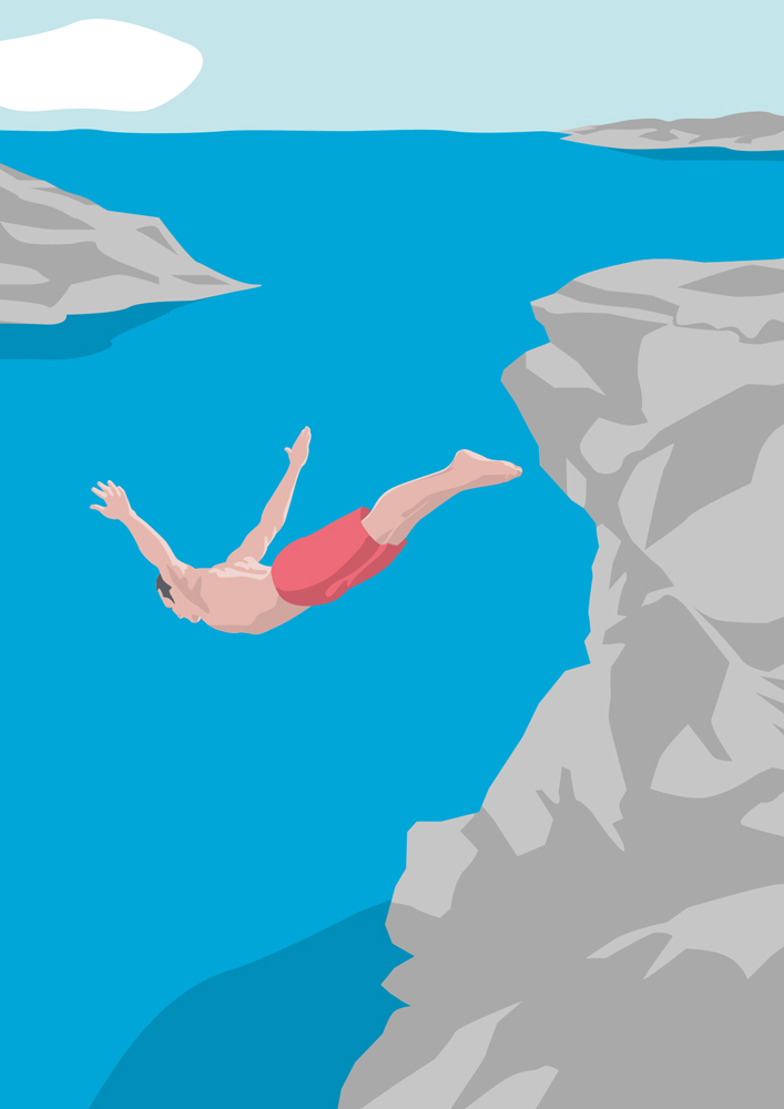 ArtPrint A4 - Modern Art - Cliff Jumper ArtPrint A4 - Modern Art - Cliff Jumper