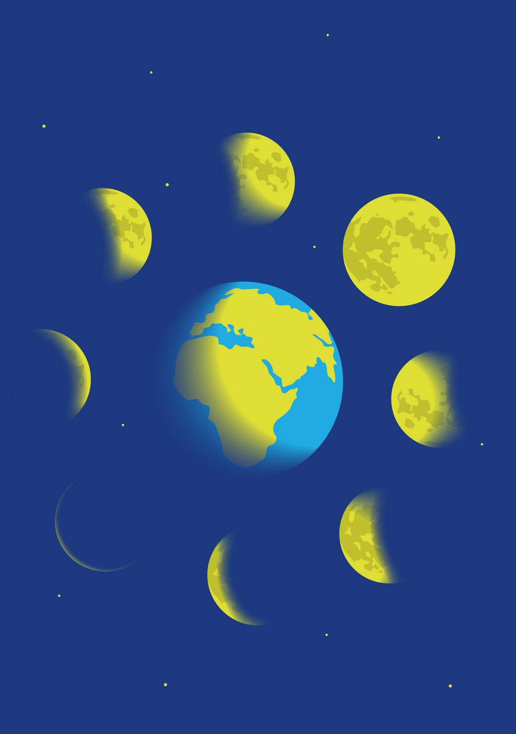 Postkarte - luminous - Moon Phases yellow Postkarte - luminous - Moon Phases yellow