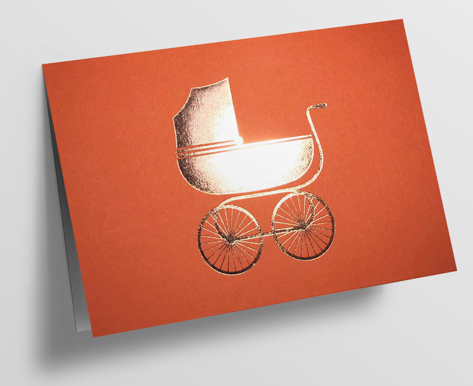 Klappkarte C6 - pure - Kinderwagen, orange