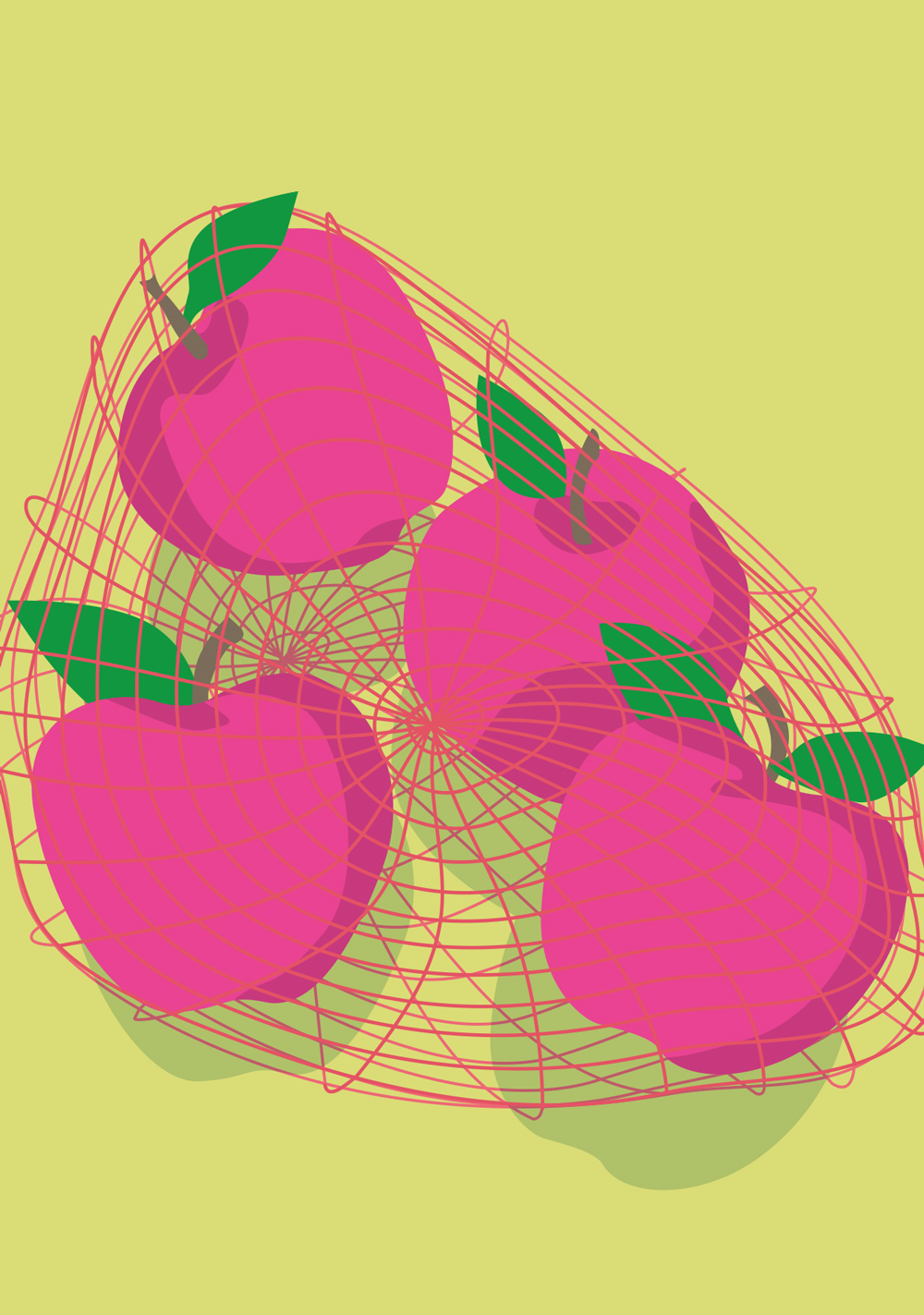 Postkarte - neonstyle - Äpfel im Netz