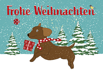 Postkarte - m-illu - Dackel hüpfend