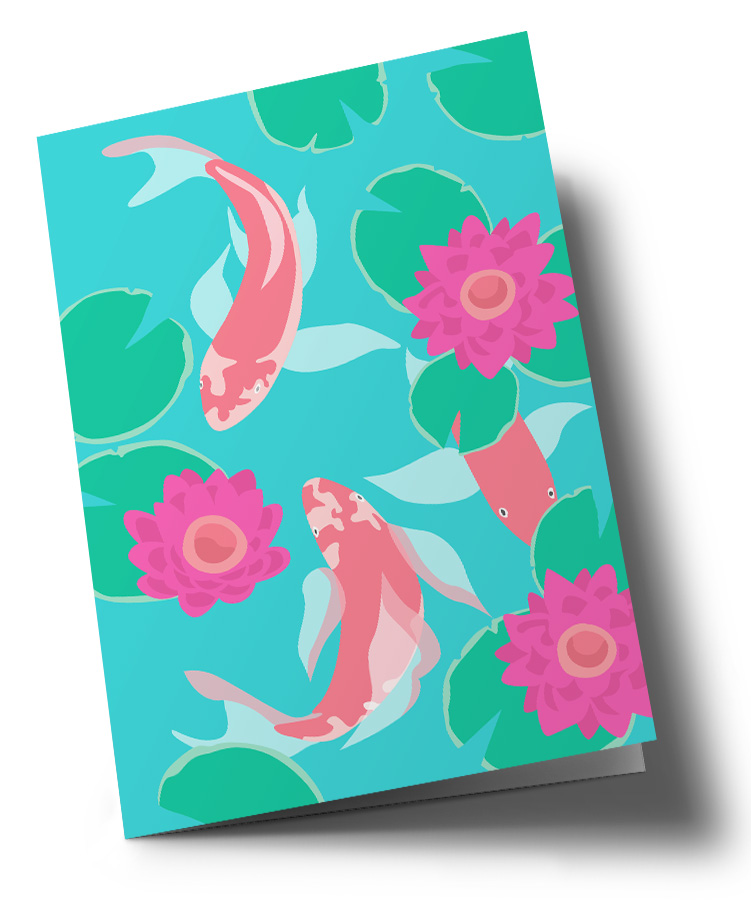 Klappkarte C6 - Happiness - Koi Fische