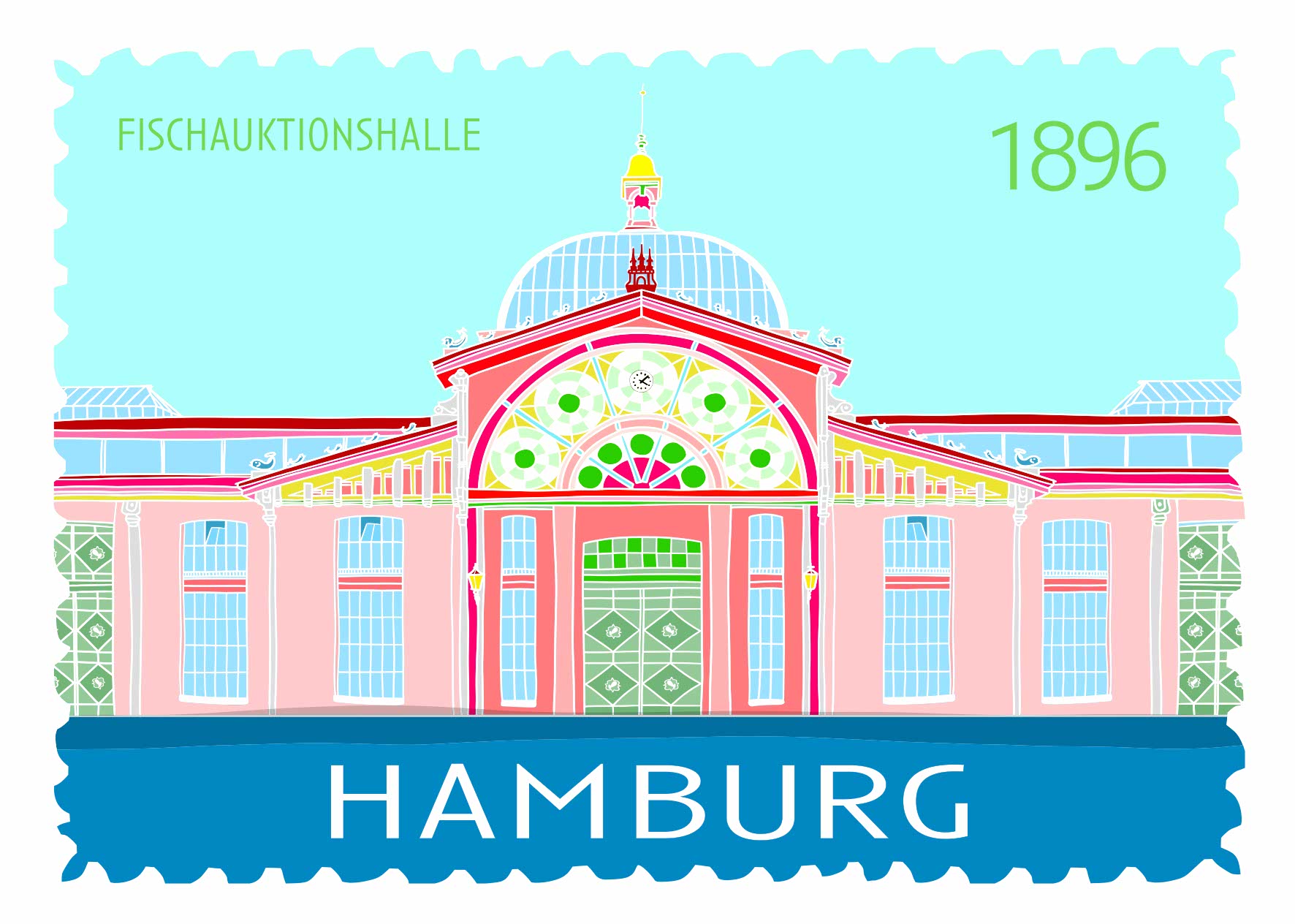 Postkarte - Limo & Mo - Fischauktionshalle Postkarte - Limo & Mo - Fischauktionshalle