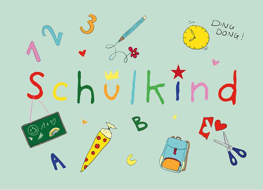 Postkarte - m-illu - Schulkind bunt Postkarte - m-illu - Schulkind bunt