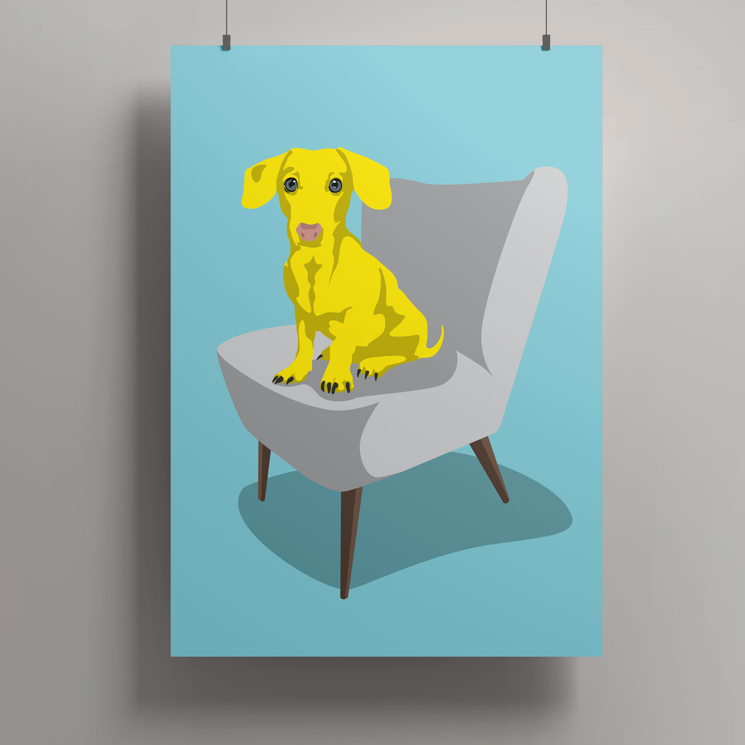 Artprint A3 - Sitting Dachshund