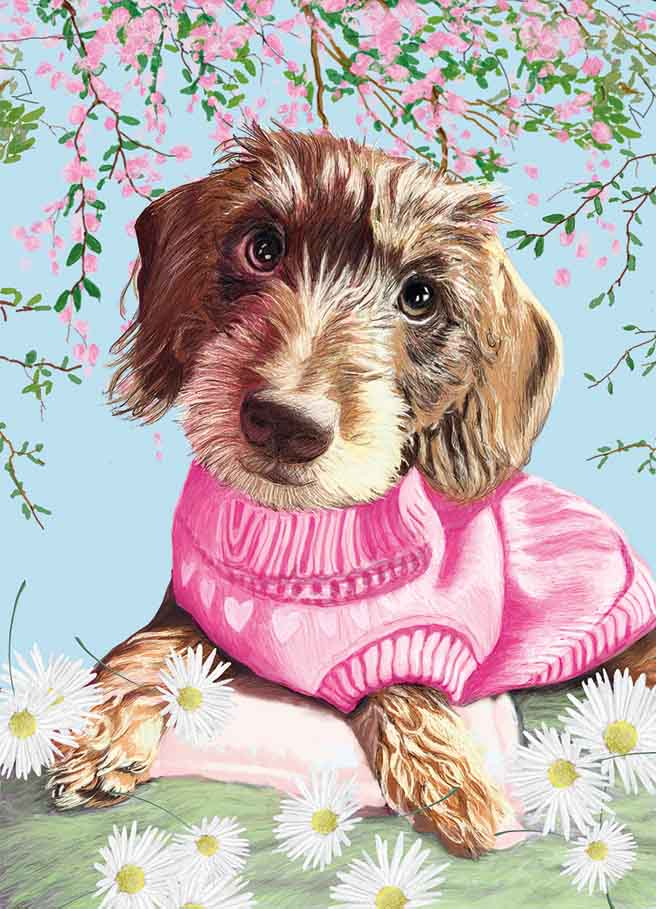 Postkarte - m-illu - Rosa mit Blumen Postkarte - m-illu - Rosa mit Blumen