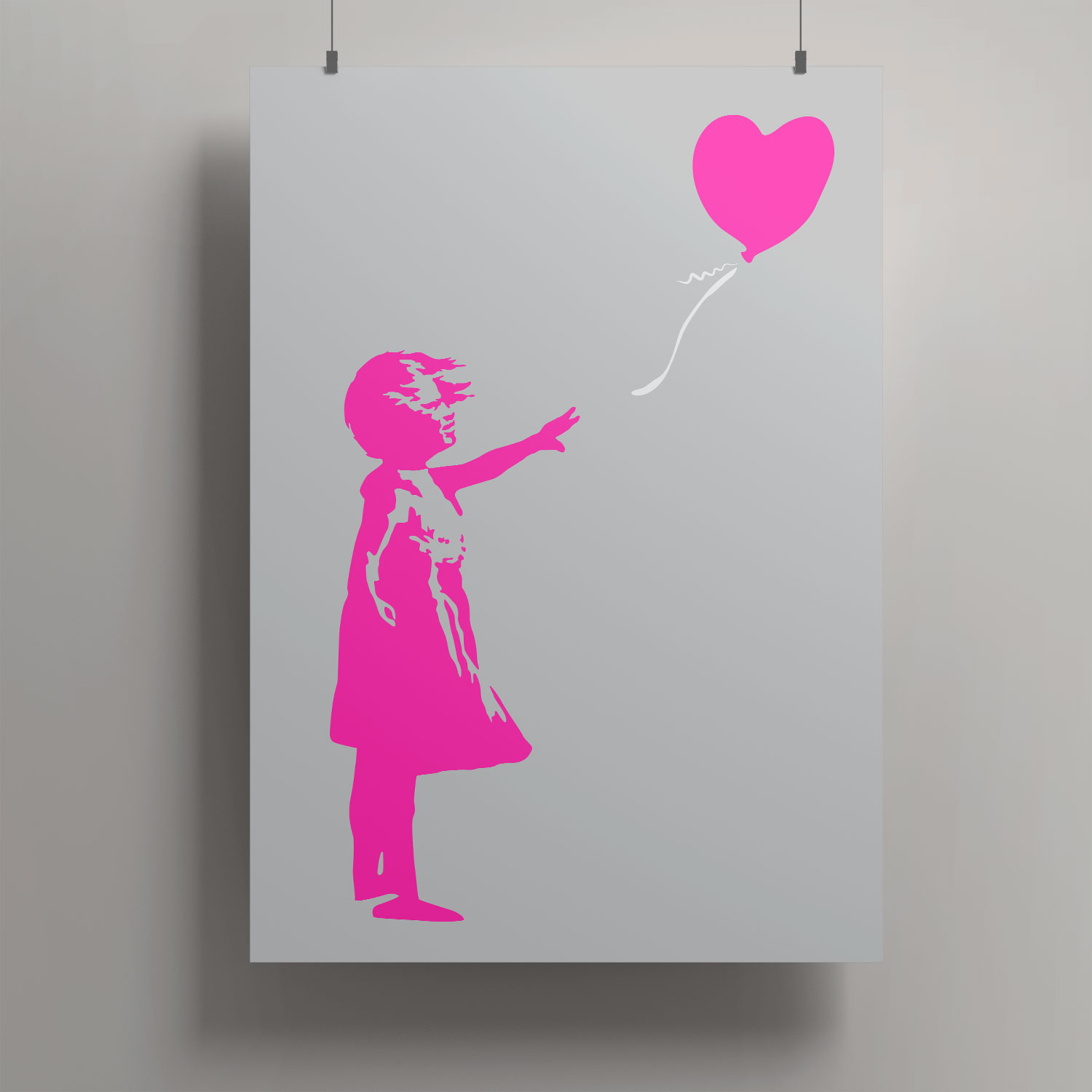 Artprint A3 - pink girl and heart