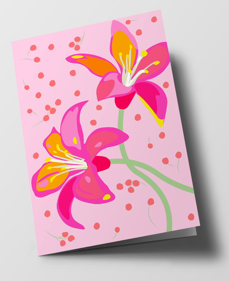 Klappkarte C6 - Happiness - pink Lilly Klappkarte C6 - Happiness - pink Lilly