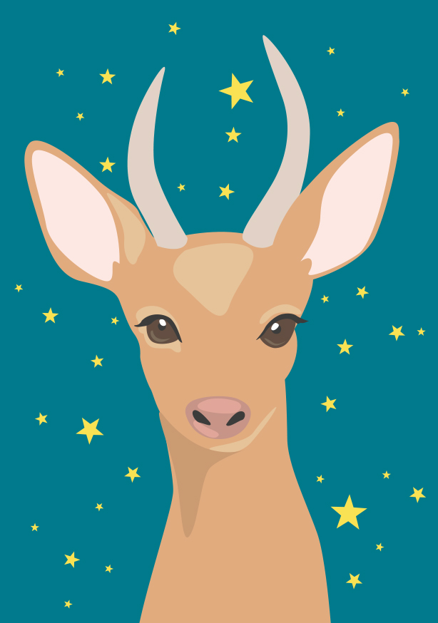 Postkarte - crissXcross - Bambi at Night