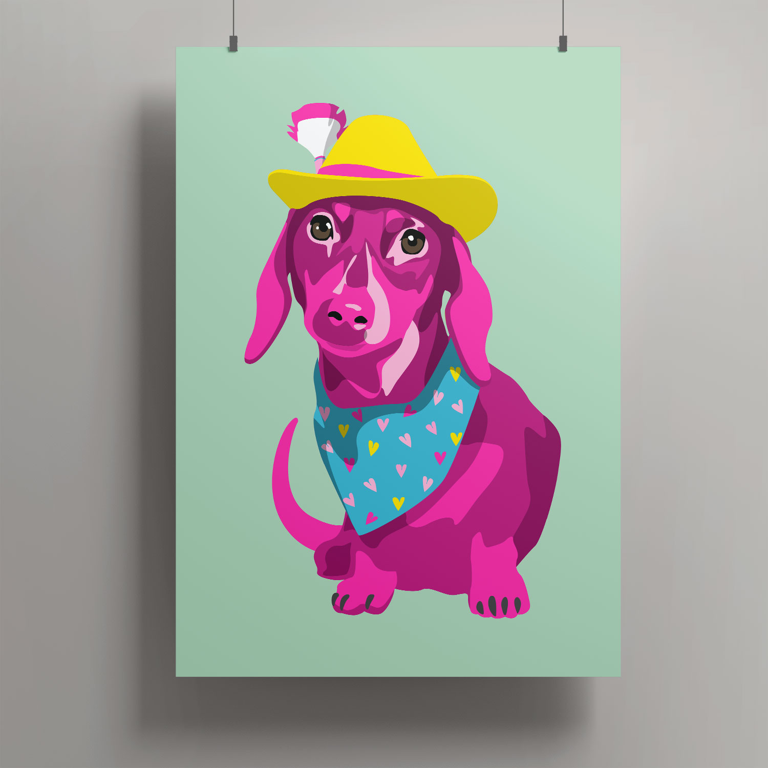 Artprint A3 - Dackel with hat