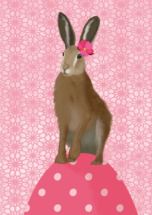 Postkarte - Toni Starck - Rabbit sitting on an egg