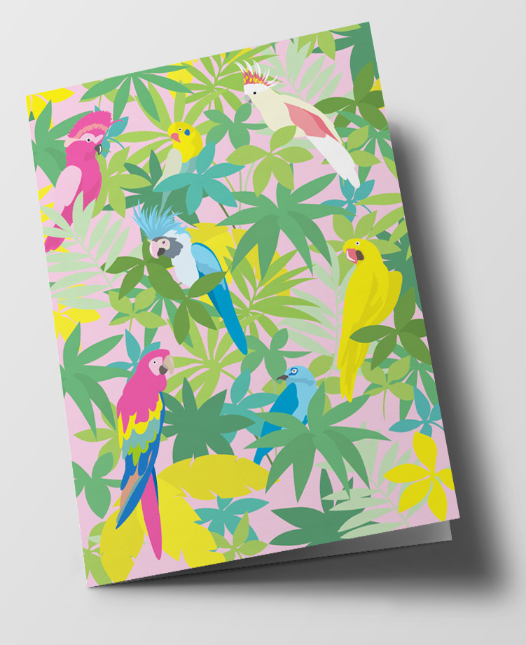 Klappkarte C6 - Happiness - Parrots