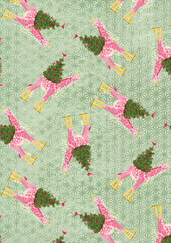 Geschenkpapier - toni starck pattern - Xmas Giraffe