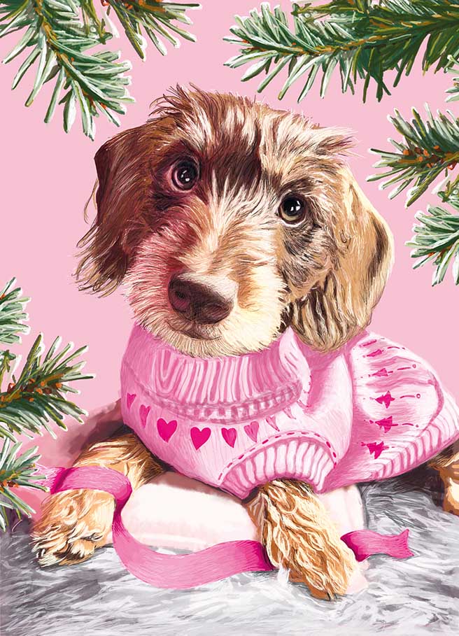 Postkarte - m-illu - Dackel Rosa Postkarte - m-illu - Dackel Rosa