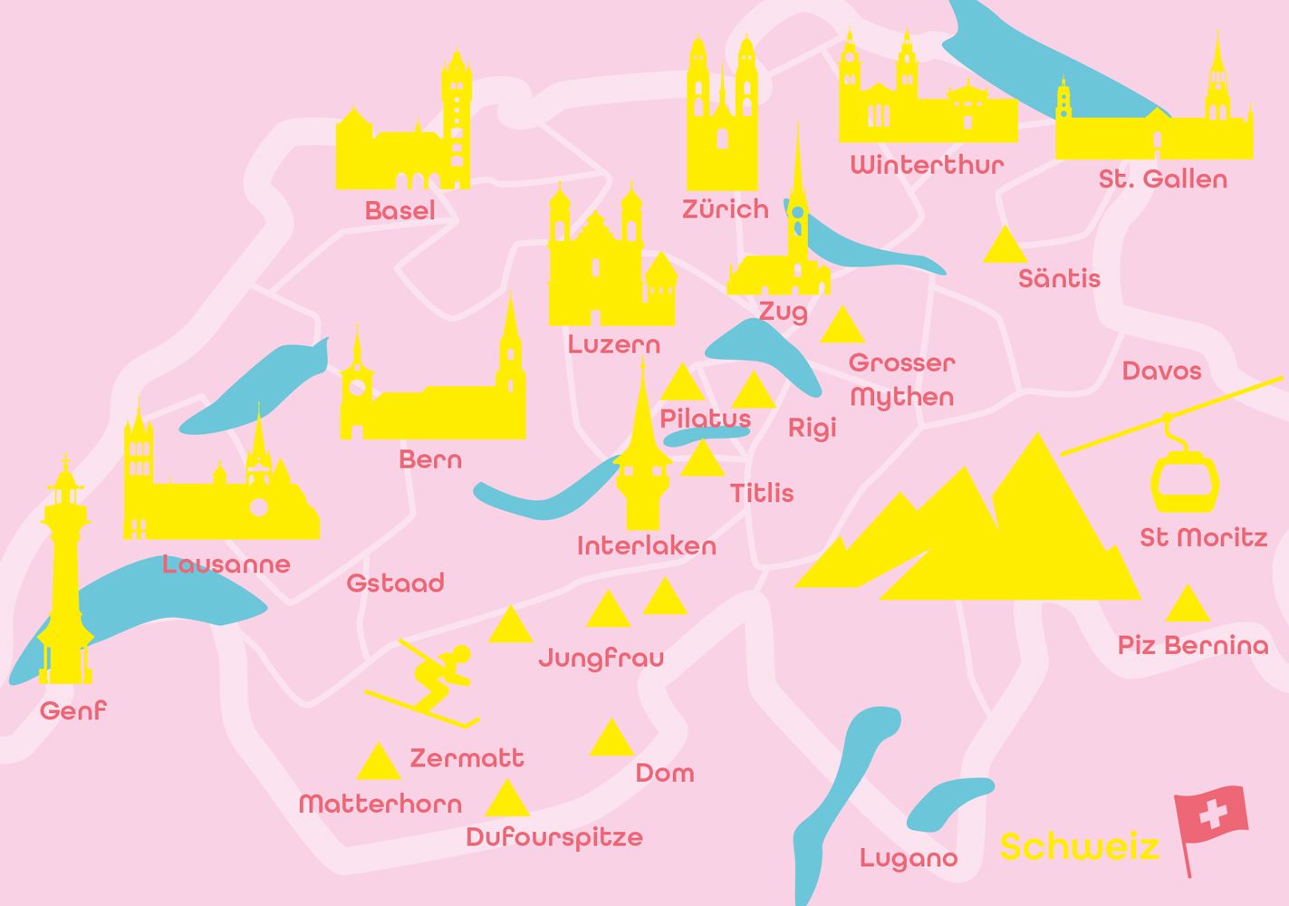 Postkarte - Bon Voyage - Schweiz Minimap Postkarte - Bon Voyage - Schweiz Minimap
