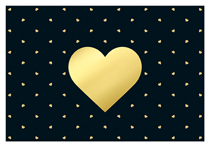 Postkarte - La Card - Goldherz, schwarz