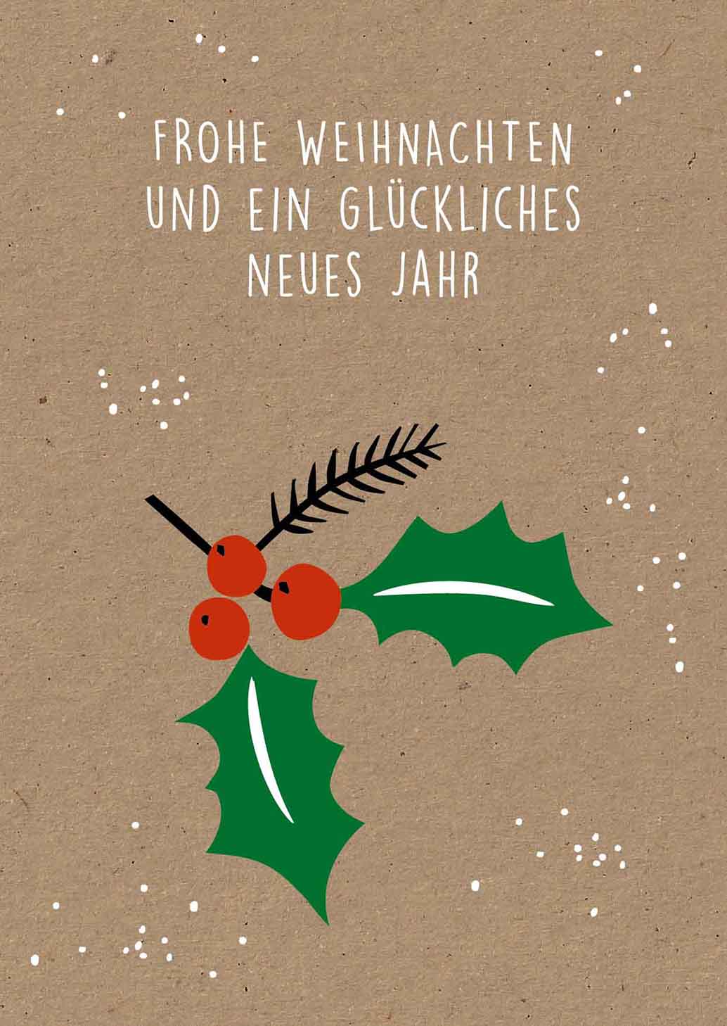 Postkarte - Designfräulein - Frohe Weihnachten Ilex