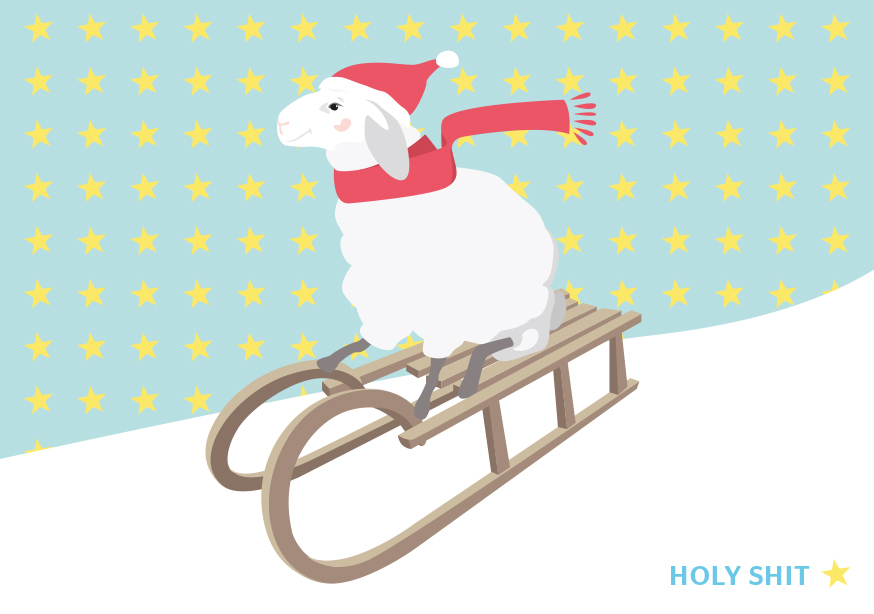Postkarte - crissXcross - Sheep on Sledge