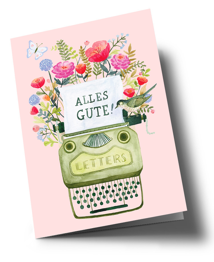 Klappkarte C6 - Anke Rega - Schreibmaschine Alles Gute