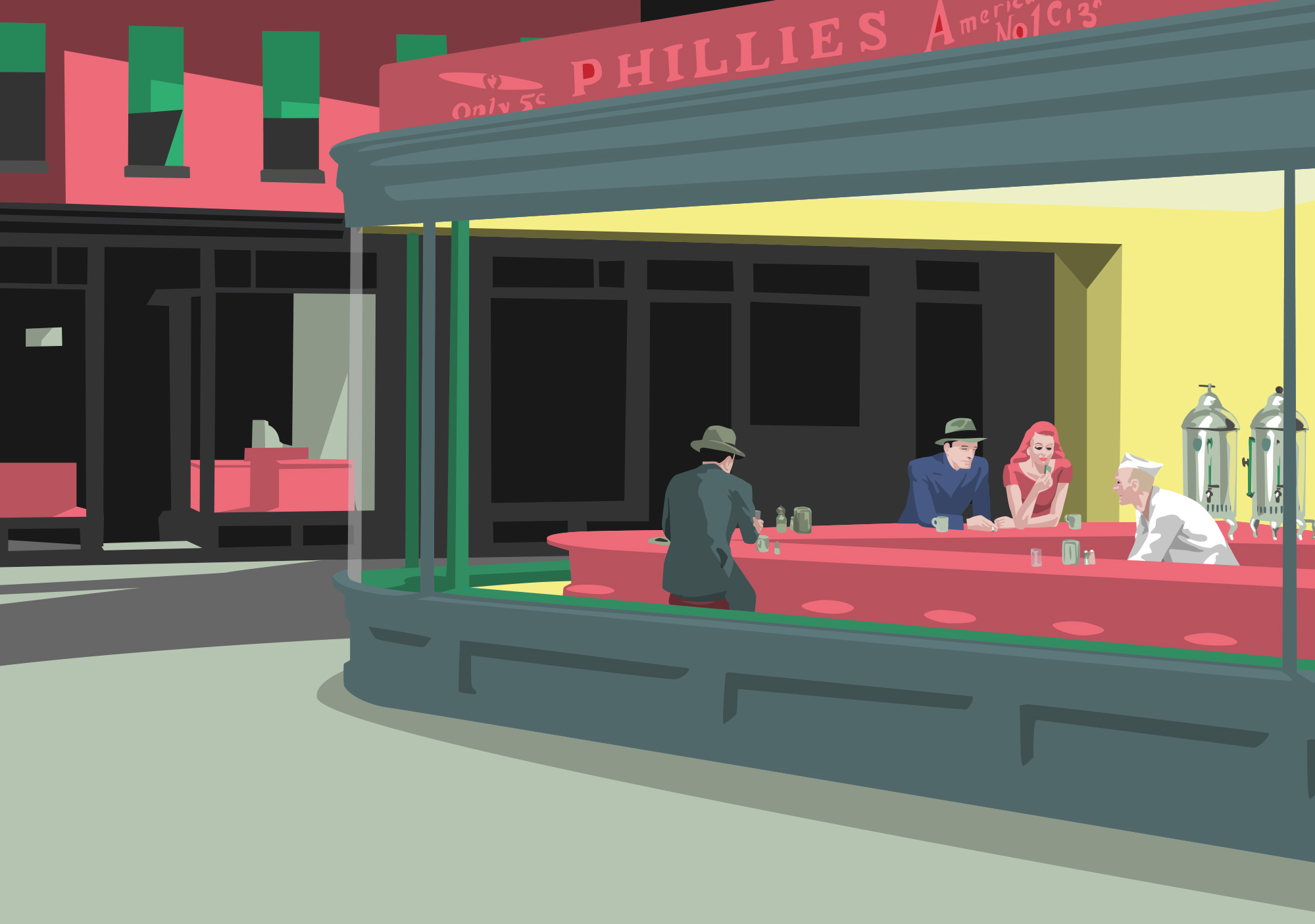 Postkarte - Museum Art - Nighthawks - Hommage à Edward Hopper