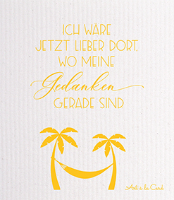 Spültuch - Wo meine Gedanken gerade sind, chromgelb Spültuch - Wo meine Gedanken gerade sind, chromgelb