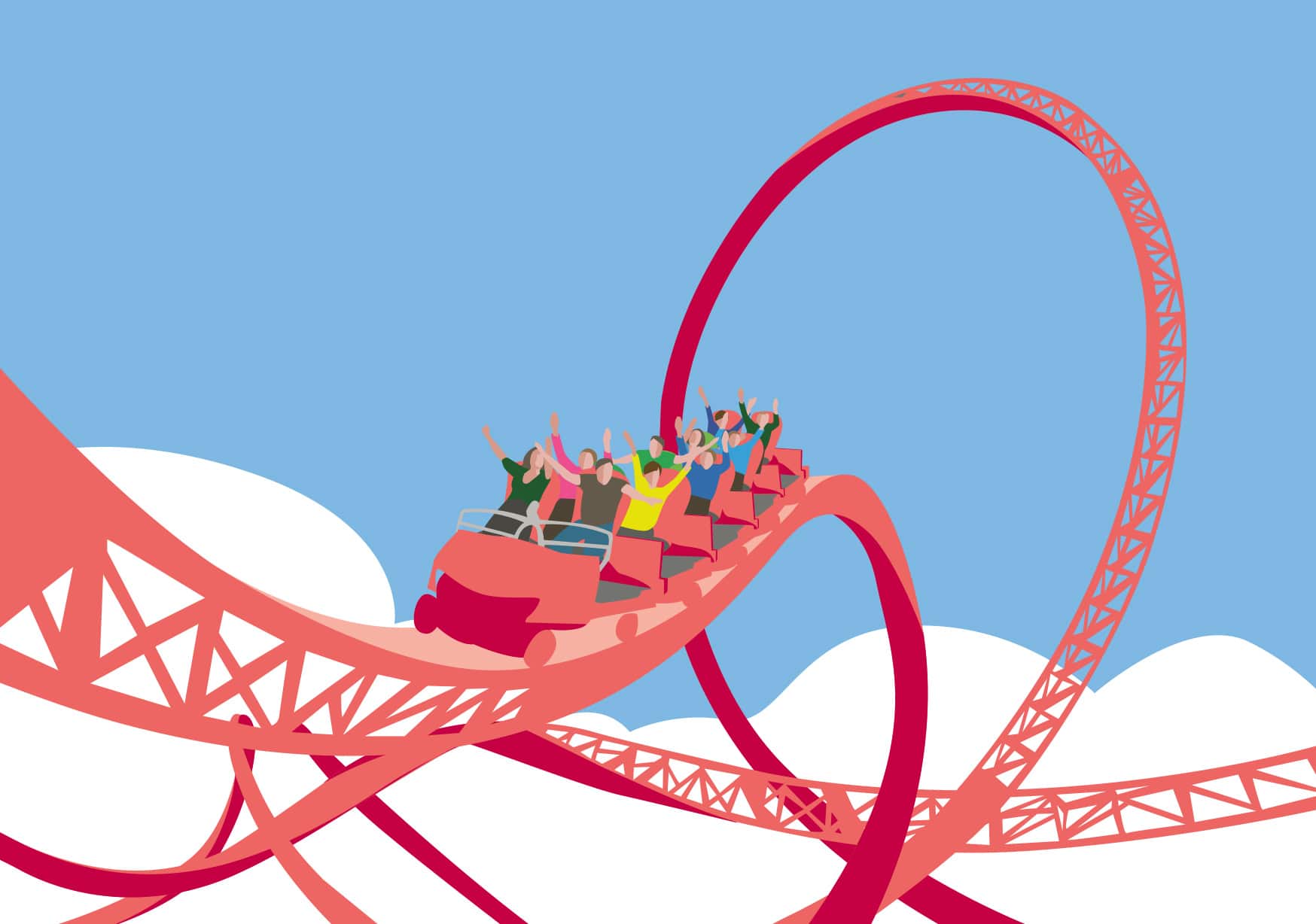 Postkarte - luminous - Rollercoaster