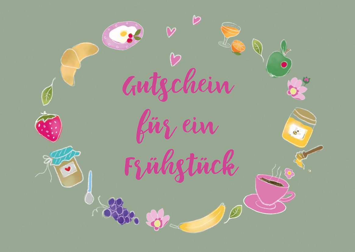 Postkarte - m-illu - Gutschein Frühstück