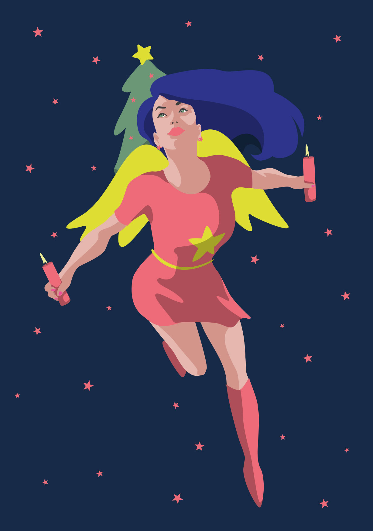 Postkarte - luminous - Xmas Candle-Girl