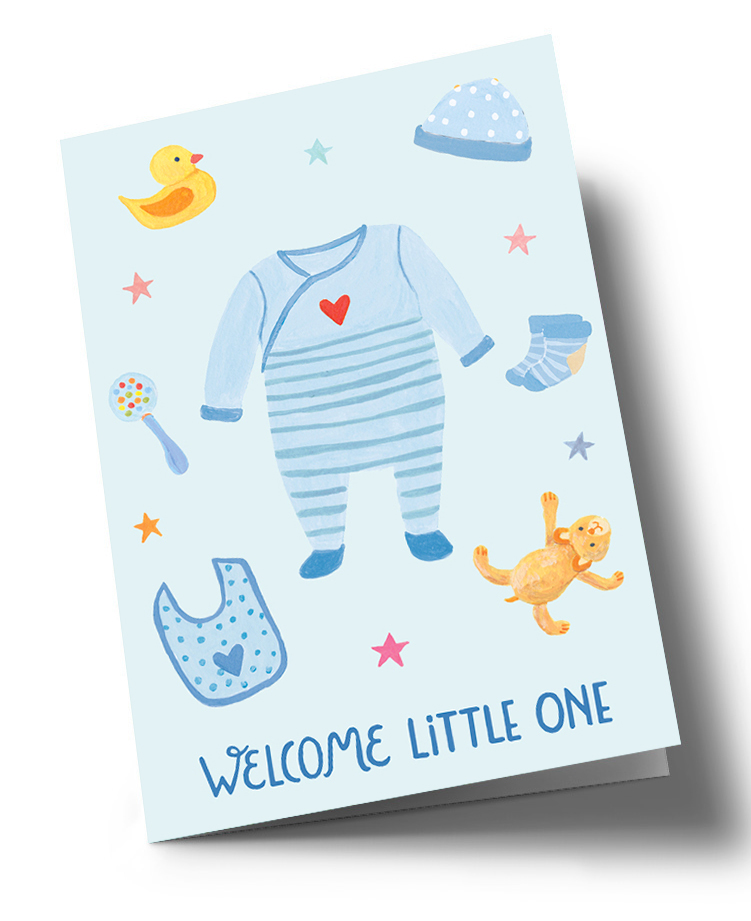 Klappkarte C6 - Anke Rega - Welcome little one - Junge