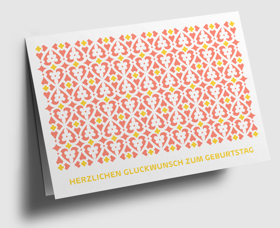Klappkarte C6 - graphixx - Florales Ornament Orange-Gelb