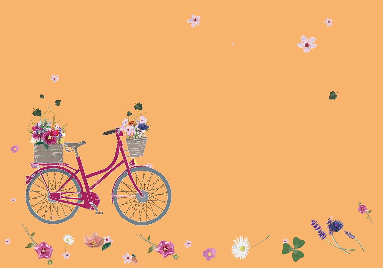 Umschlag - m-illu - Fahrrad Blumen