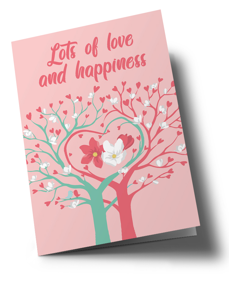 Klappkarte C6 - Happiness - Hochzeit - Love and Happiness