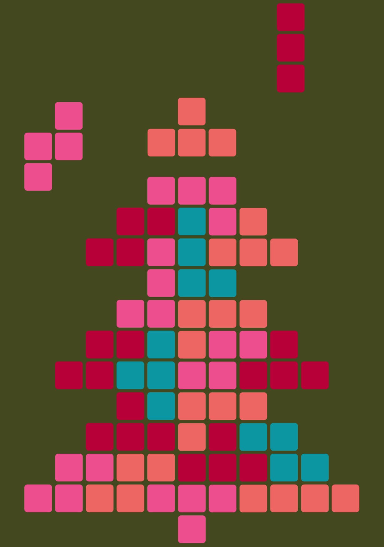 Postkarte - luminous - Tetris Baum