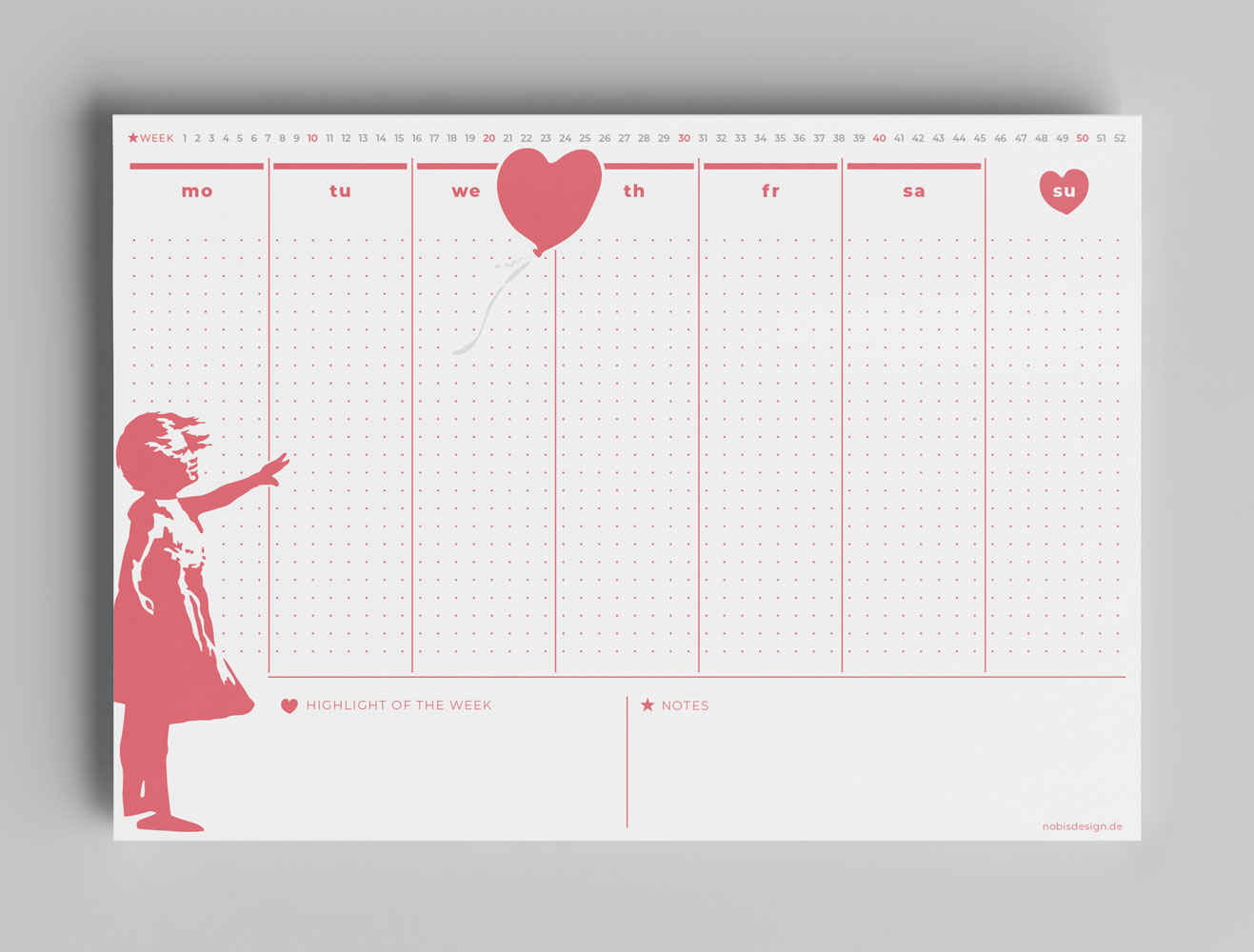 Weekly Planner A4 - neonstyle - little girl with heart Weekly Planner A4 - neonstyle - little girl with heart