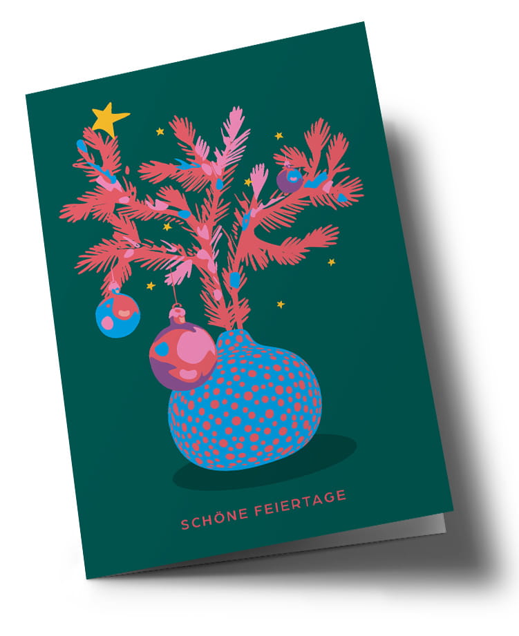 Klappkarte C6 - boho - schöne Feirtage - Neon Pine