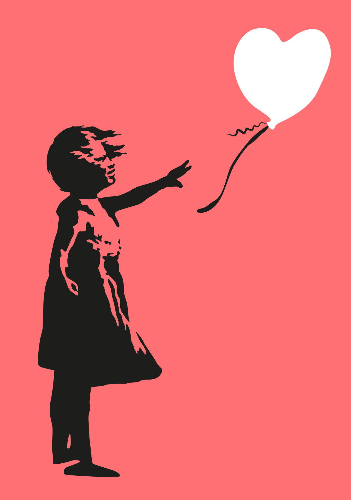 Postkarte - flying away balloon
